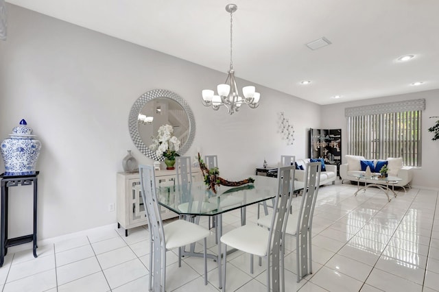 9602 Fox Trot Ln, Boca Raton, FL 33496 - dining area featuring a notable chandelier and light tile patterned floors