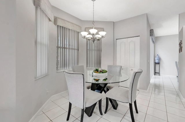 9602 Fox Trot Ln, Boca Raton, FL 33496 - tiled dining room with a chandelier