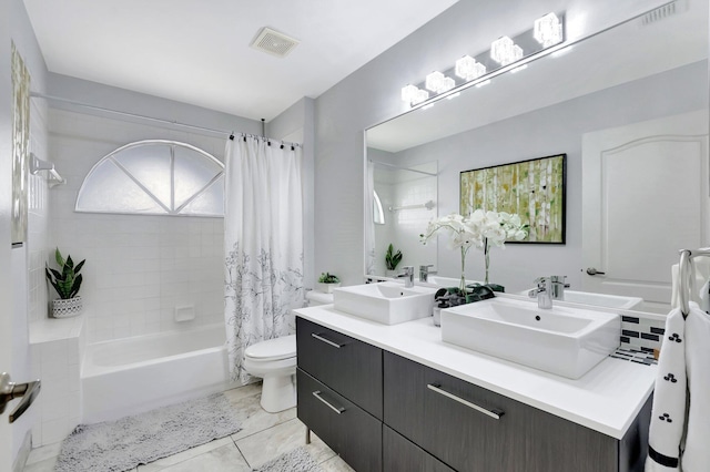 9602 Fox Trot Ln, Boca Raton, FL 33496 - full bathroom with shower / bath combo with shower curtain, vanity, and toilet