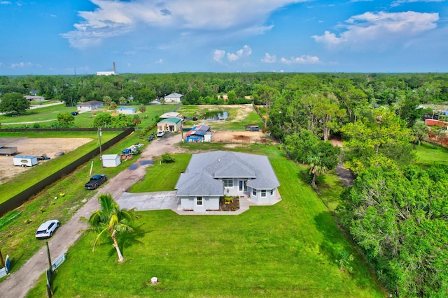 drone / aerial view with a forest view