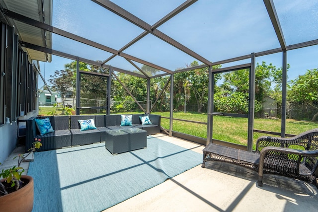 306 Fernandina St, Fort Pierce, FL 34949 - view of patio / terrace featuring an outdoor living space and glass enclosure