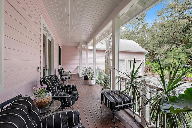 wooden deck with covered porch