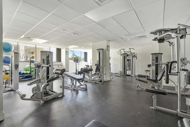 5600 N Flagler Dr Unit 1605, West Palm Beach, FL 33407 - gym featuring a paneled ceiling and visible vents