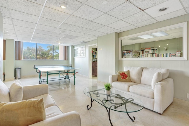 5600 N Flagler Dr Unit 1605, West Palm Beach, FL 33407 - living area with tile patterned flooring and a paneled ceiling