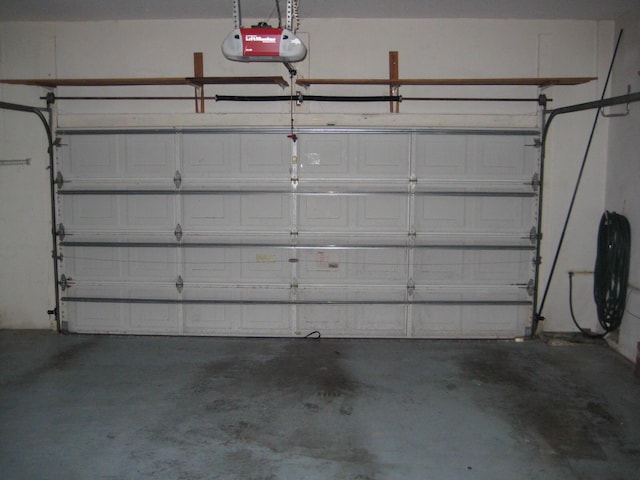 garage with a garage door opener