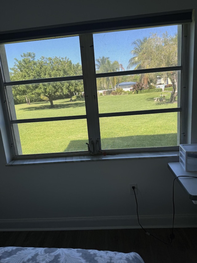 room details featuring wood finished floors and baseboards