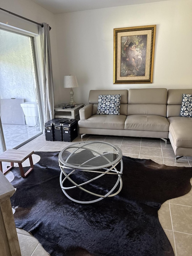 view of tiled living room