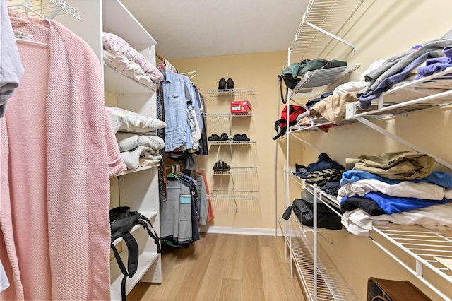 walk in closet featuring wood finished floors