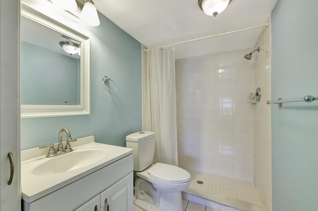 2050 Oleander Blvd Unit 1106, Fort Pierce, FL 34950 - full bathroom featuring toilet, tiled shower, vanity, and tile patterned floors