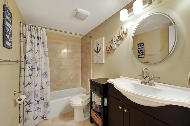 2050 Oleander Blvd Unit 1106, Fort Pierce, FL 34950 - bathroom with toilet, tile patterned flooring, shower / bath combination with curtain, and vanity