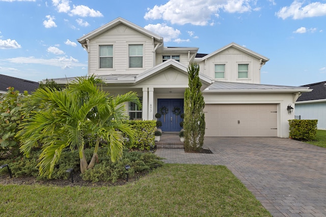 view of front of house with a garage