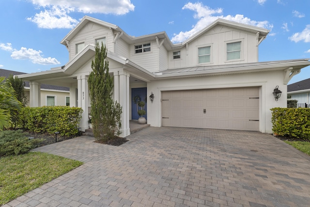 view of front of house with a garage