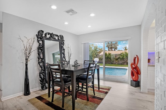 2144 NE 63rd St, Fort Lauderdale, FL 33308 - dining space featuring baseboards, recessed lighting, visible vents, and light wood-style floors