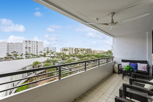 balcony with ceiling fan