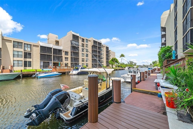 view of dock featuring a water view