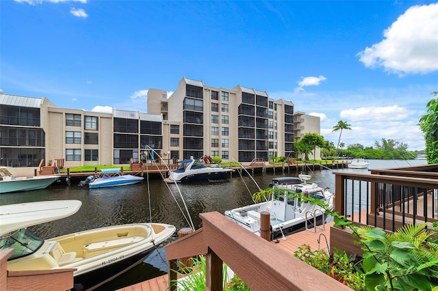 exterior space featuring a dock