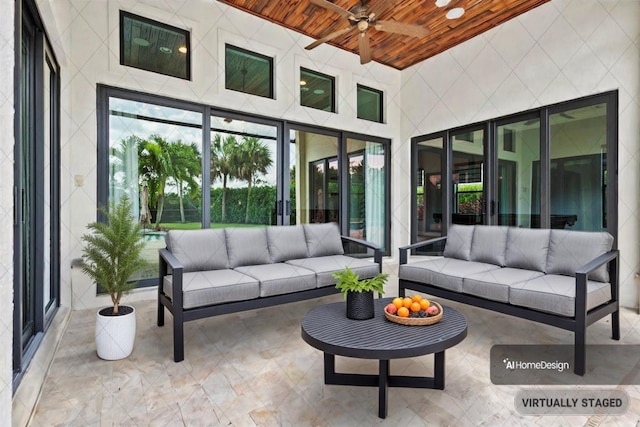 view of patio featuring outdoor lounge area and a ceiling fan