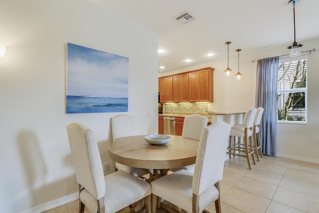 view of tiled dining room