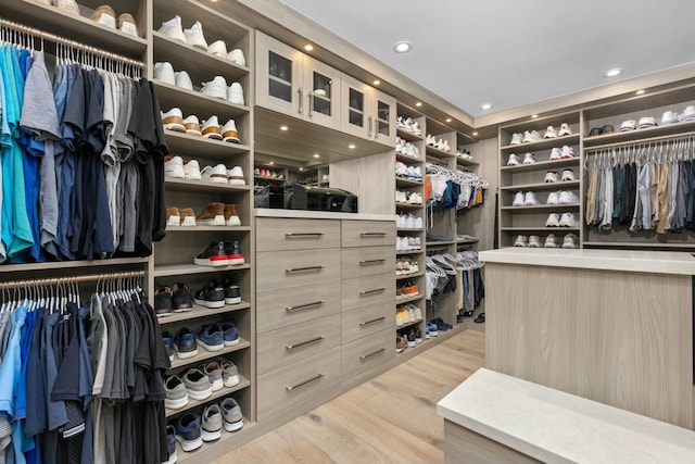 walk in closet featuring light wood-type flooring
