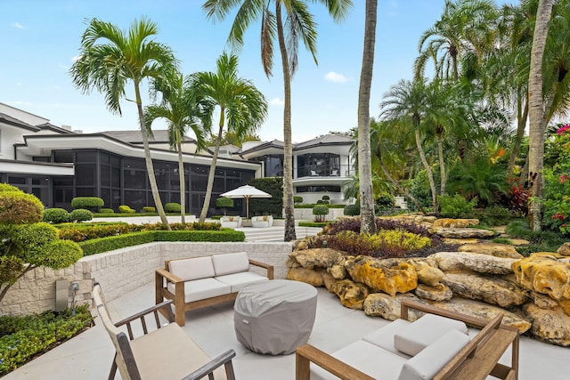 view of patio with an outdoor living space
