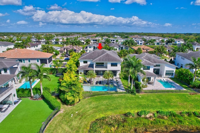 drone / aerial view with a residential view