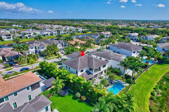 aerial view with a residential view