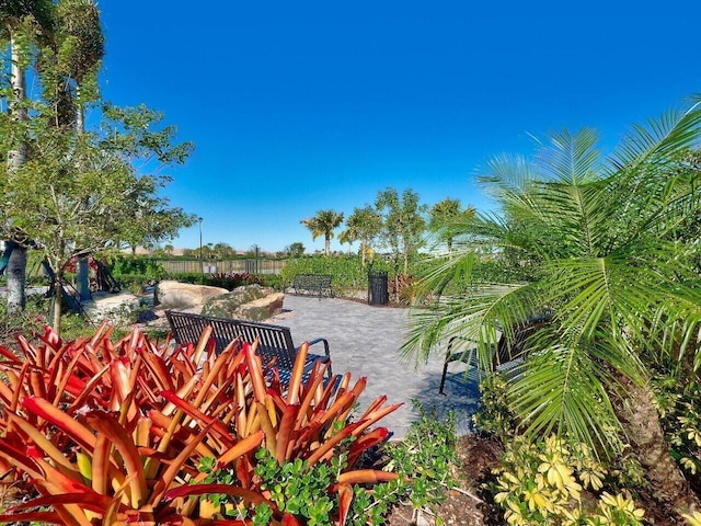 view of yard with a patio area and fence