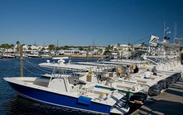 dock area featuring a water view