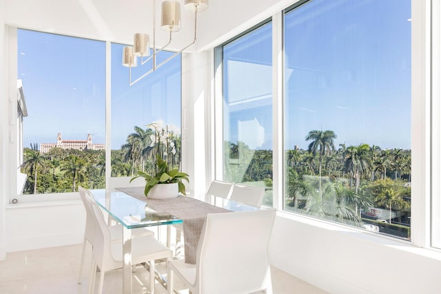 dining area with a chandelier