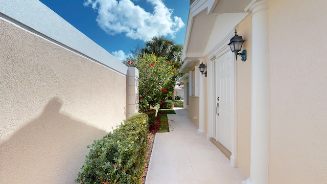 exterior space with stucco siding