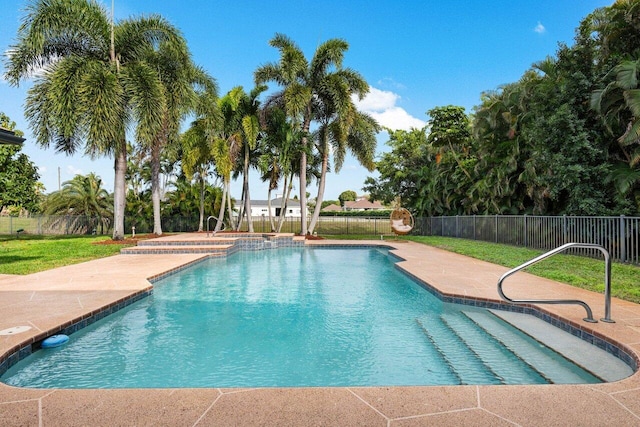 view of pool with fence and a fenced in pool