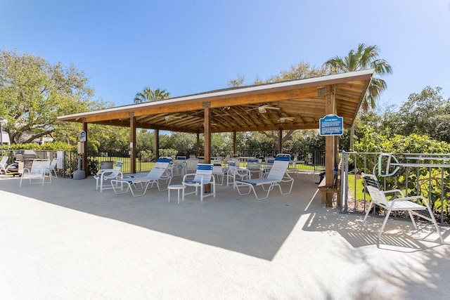 view of patio / terrace featuring ceiling fan