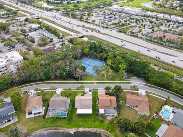 drone / aerial view with a residential view