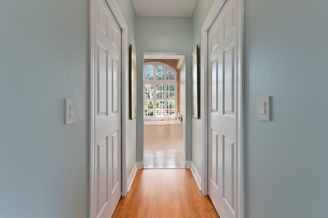 hall featuring light wood-type flooring