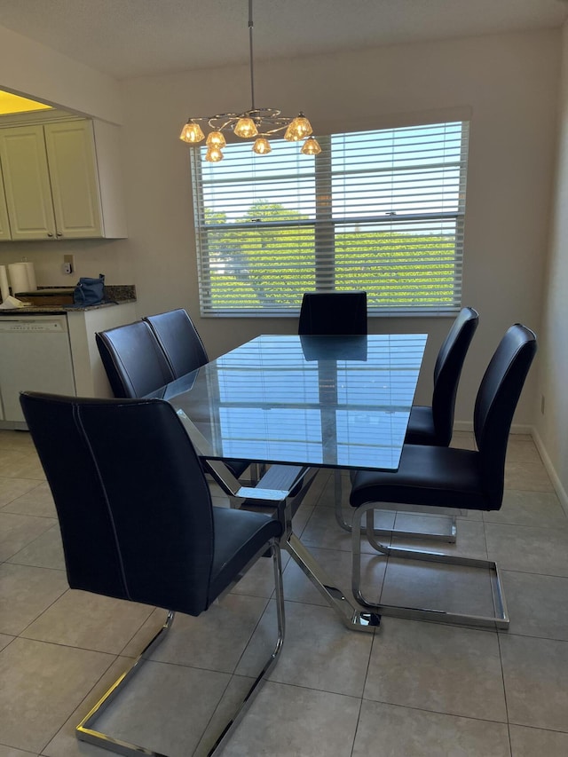 dining space featuring light tile patterned flooring