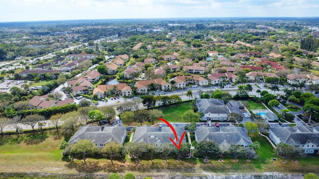 drone / aerial view with a residential view