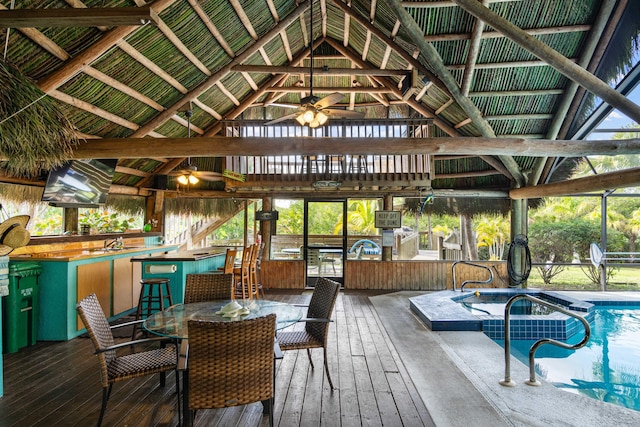 1820 SE Hideaway Cir Unit 1820, Port Saint Lucie, FL 34952 - exterior space with a sink, a gazebo, a bar, and a pool with connected hot tub