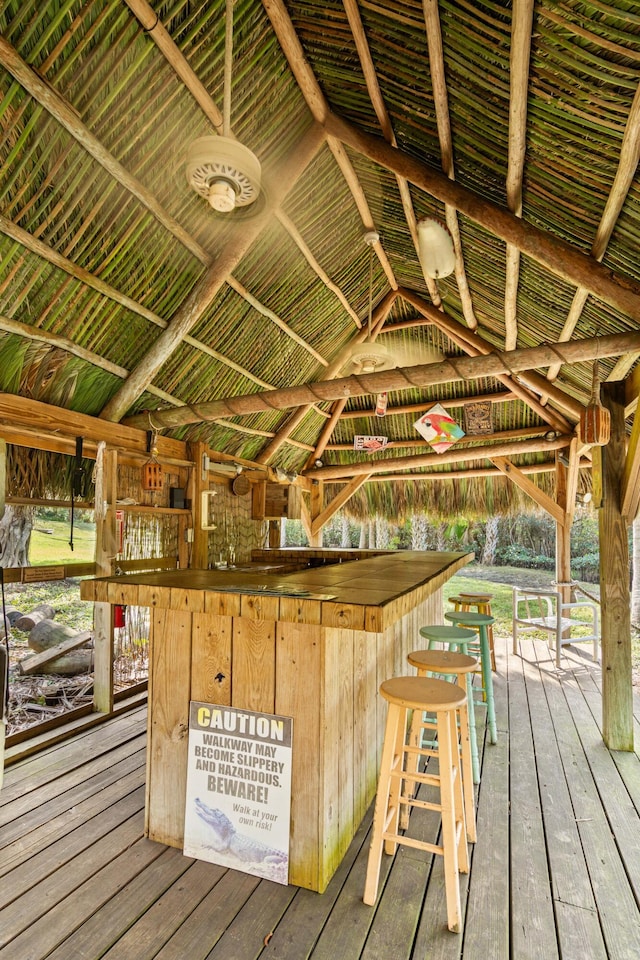 1820 SE Hideaway Cir Unit 1820, Port Saint Lucie, FL 34952 - wooden terrace with outdoor dry bar