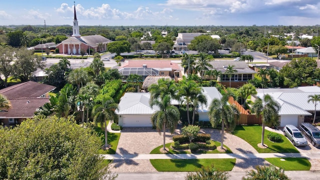 drone / aerial view with a residential view