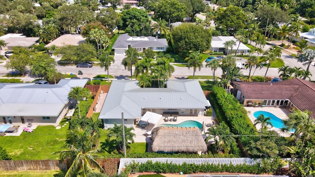 aerial view with a residential view