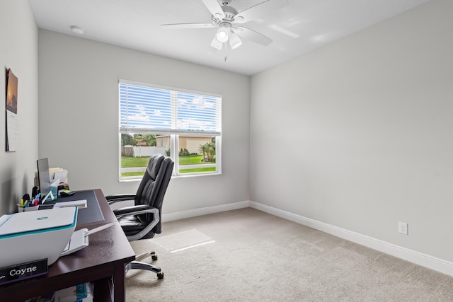 1825 SW Effland Ave, Port Saint Lucie, FL 34953 - office with carpet flooring, baseboards, and a ceiling fan