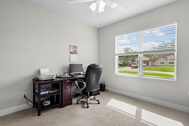 1825 SW Effland Ave, Port Saint Lucie, FL 34953 - office featuring light carpet, ceiling fan, and baseboards