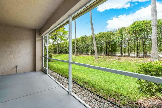 view of unfurnished sunroom