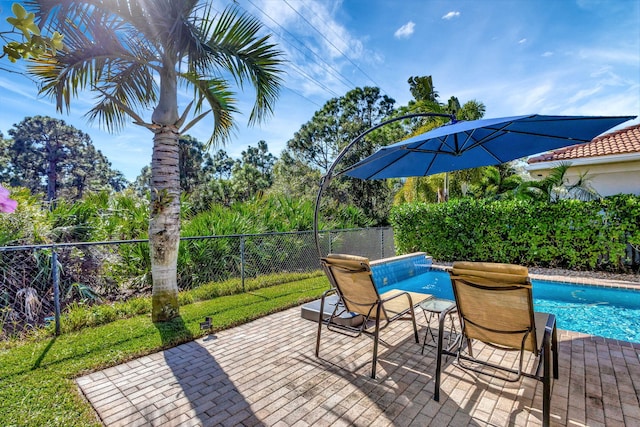 view of pool with fence, a patio area, and a fenced in pool