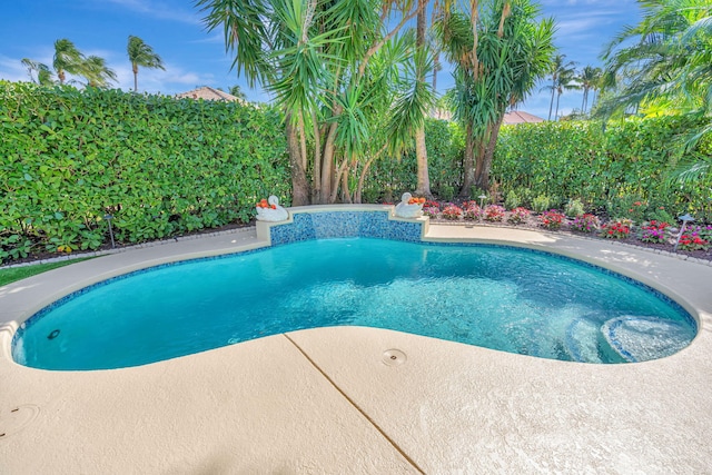 view of pool with fence private yard and a fenced in pool