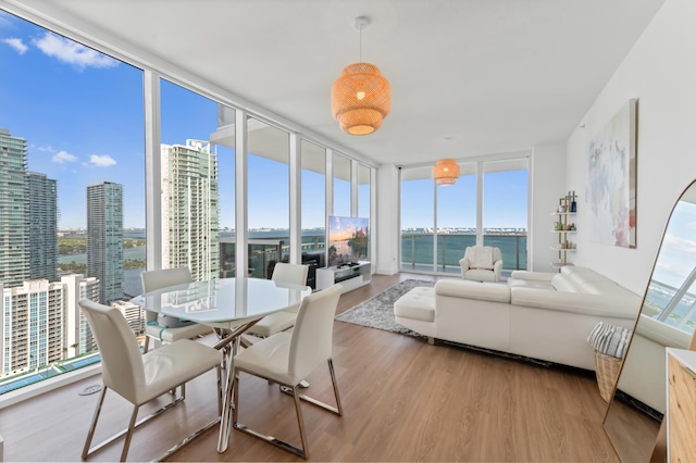 sunroom with a view of city