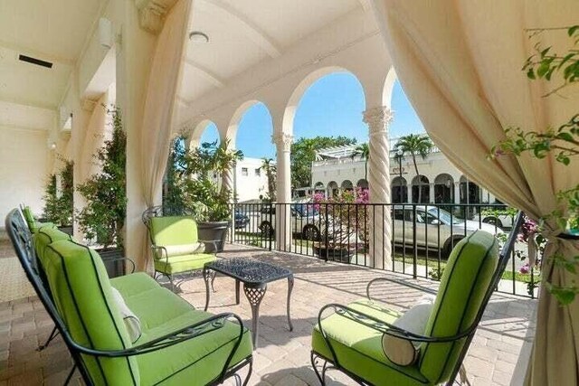 view of patio / terrace with outdoor lounge area and visible vents