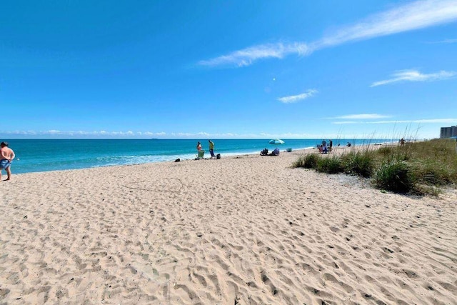 view of water feature with a view of the beach