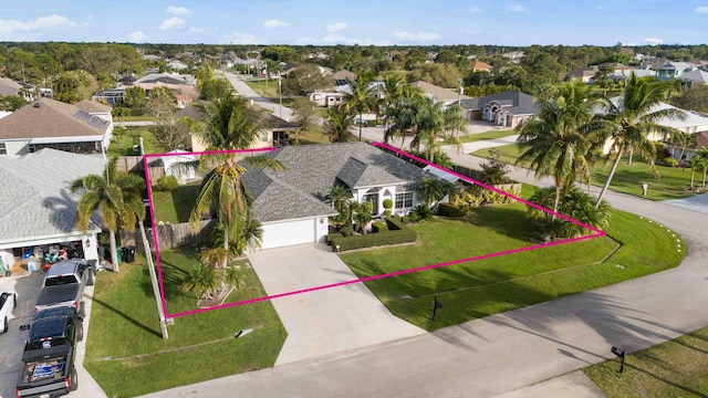 bird's eye view with a residential view