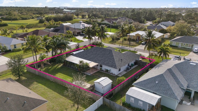 aerial view with a residential view